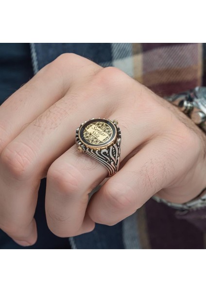 Çift Taraflı Mineli Isimli 925 Gümüş Erkek Yüzük modelleri