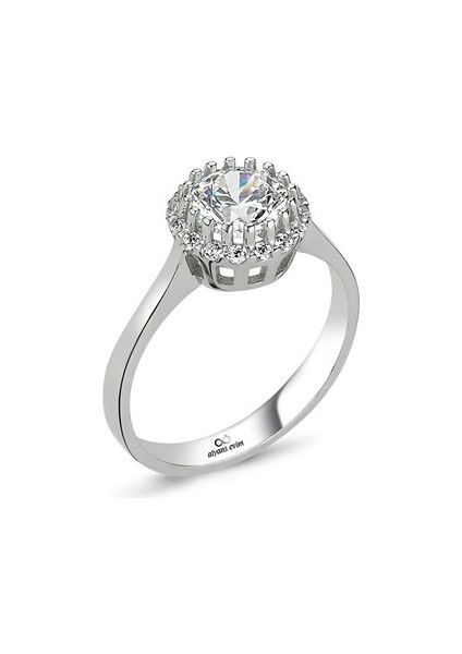 Orijinal Swarovski Taşlı Gümüş Tektaş Yüzük