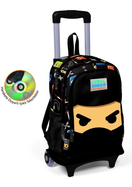 Kids Siyah Ninja Desenli Çekçekli 2'li Çanta Seti SET0223381 fiyatları