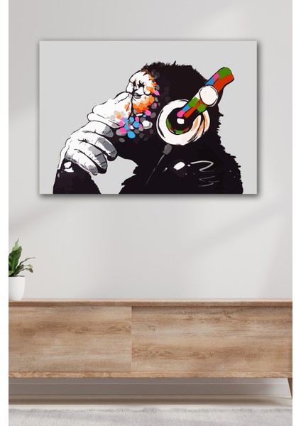 Tablo Kanvas Duvar Tablosu Baskılı Dj Maymun Banksy Grafiti Ev Ofis Otel Dekor Hediyelik Tablo