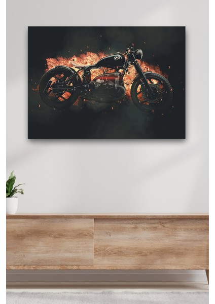 Motosiklet Kanvas Dekoratif Duvar Tablosu