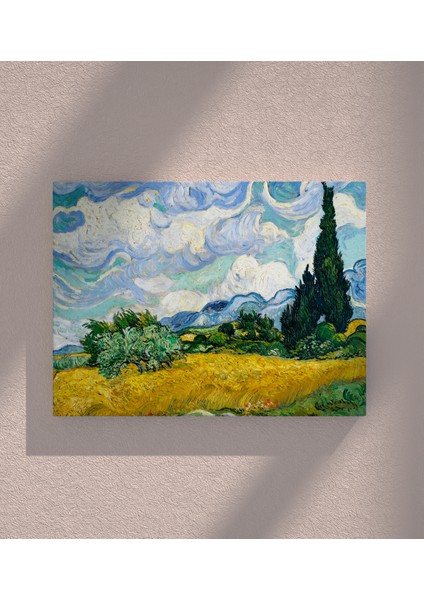 Kanvas Tablo Resim Van Gogh Selvili Buğday Tarlası Duvar Tablosu