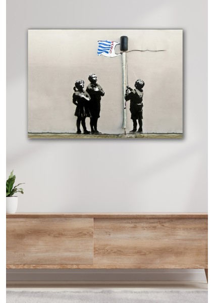 Tablo Kanvas Duvar Tablosu Baskılı Banksy Grafiti Sokak Sanatı Ev Ofis Otel Dekor Hediyelik Tablo