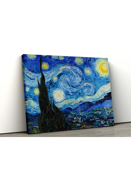 Kanvas Tablo Resim Van Gogh Yıldızlı Gece Ünlü Yağlıboya Duvar Tablosu