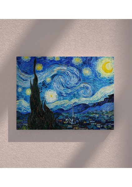 Kanvas Tablo Resim Van Gogh Yıldızlı Gece Ünlü Yağlıboya Duvar Tablosu