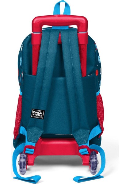 Kids Çivit Kırmızı Uzay Desenli Çekçekli 2'li Çanta Seti SET0223136 fırsatları