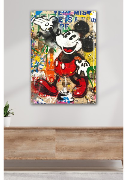 Micky Mouse Banksy Tablo Kanvas Duvar Tablosu Baskılı Ev Ofis Otel Dekor Hediyelik Tablo