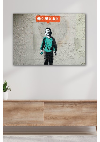Tablo Kanvas Duvar Tablosu Baskılı Ağlayan Çocuk Banksy Grafiti Ev Ofis Otel Dekor Hediyelik Tablo
