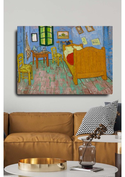 Kanvas Tablo Resim Van Gogh Arles'teki Yatak Odası Ünlü Yağlıboya Duvar Tablosu