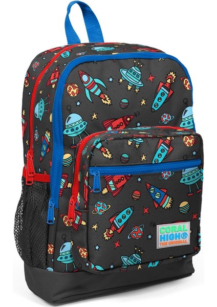 Kids Koyu Gri Kırmızı Uzay Desenli 2'li Okul Çanta Seti SET0223469 fiyatları