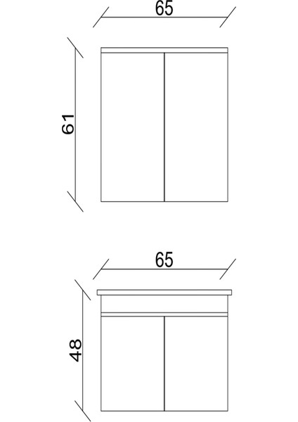 Yıldız Takım ( Asma Alt + Aynalı Üst + Lavabo ) Beyaz 65 cm