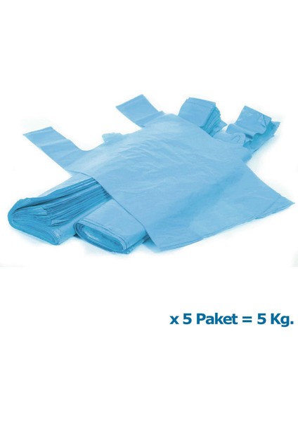 Mavi Market Poşeti Torbası - Hışır Atlet Poşet - Orta Boy - 28 x 50 Cm. - 5 Kg.