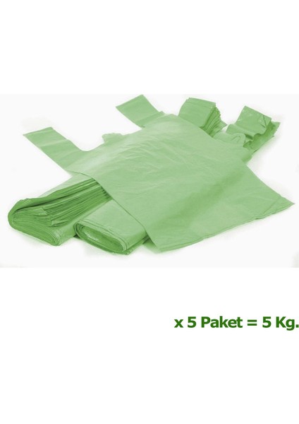 Yeşil Market Poşeti Torbası - Hışır Atlet Poşet - Büyük Boy - 30 x 60 Cm. - 5 Kg.