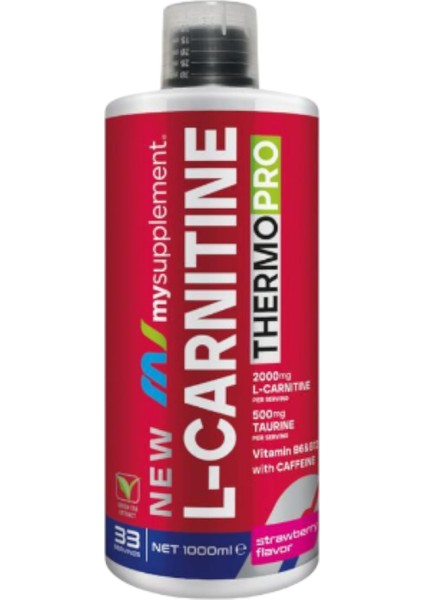 L-Karnitin Thermopro Çilek Aromalı 2000MG L-Carnitine 1000ML 33 Servis 500MG Taurine-Kafein