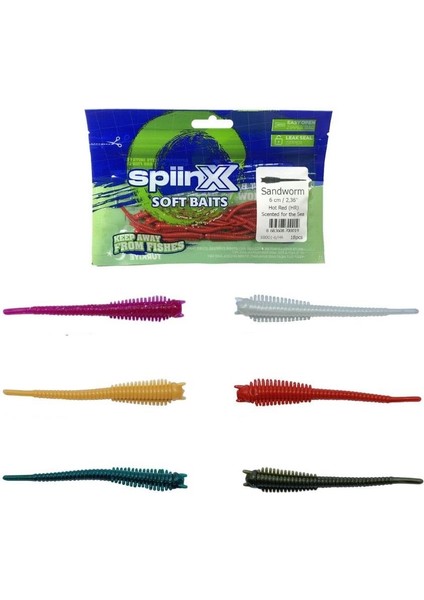 Spiinx Soft Baits Sandworm 6 cm Kokulu Silikon Yem