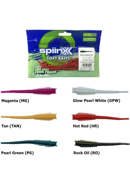 Spiinx Soft Baits Sandworm 6 cm Kokulu Silikon Yem