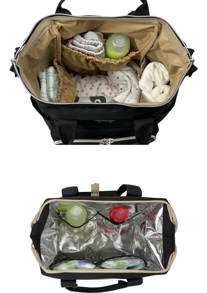 Paris Anne Bebek Bakım Çantası ve Isı Yalıtımlı Beach Bag Termos Çanta-2'li Takım