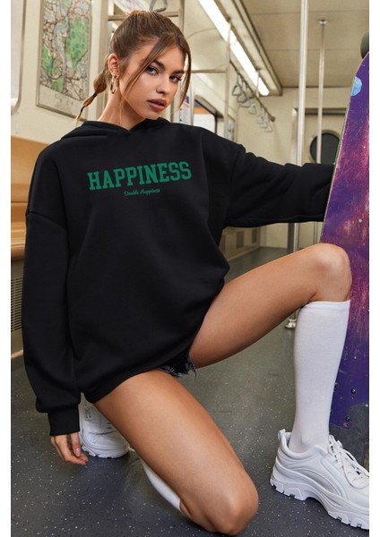 Only Trendwear  Oversize Happiness Baskılı Sweatshirt