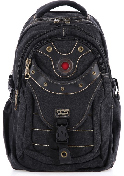 Ççs Siyah CCS51405 Kanvas Kumaş Unisex Suya Dayanıklı Çok Cepli Sırt Çantası