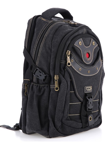 Ççs Siyah CCS51405 Kanvas Kumaş Unisex Suya Dayanıklı Çok Cepli Sırt Çantası fiyatları