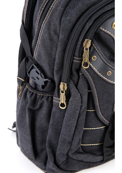 Ççs Siyah CCS51405 Kanvas Kumaş Unisex Suya Dayanıklı Çok Cepli Sırt Çantası fırsatları