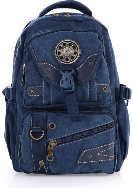 Ççs Lacivert CCS51414 Kanvas Kumaş Unisex Suya Dayanıklı Çok Cepli Sırt Çantası