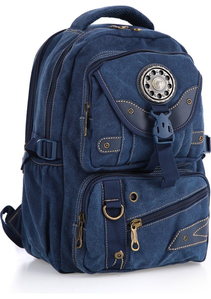 Ççs Lacivert CCS51414 Kanvas Kumaş Unisex Suya Dayanıklı Çok Cepli Sırt Çantası fiyatları
