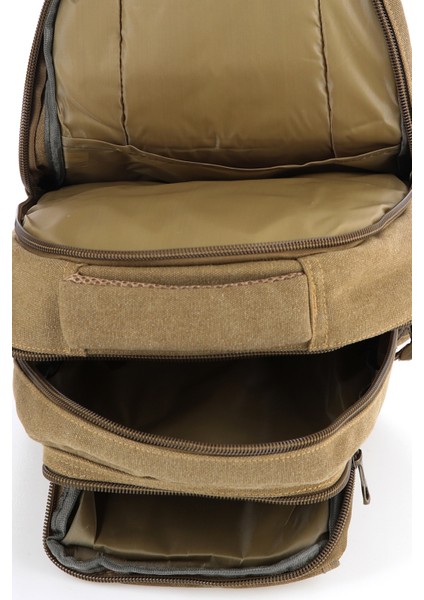 Ççs Bej CCS51414 Kanvas Kumaş Unisex Suya Dayanıklı Çok Cepli Sırt Çantası fırsatları