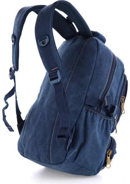Ççs Lacivert CCS51416 Kanvas Kumaş Unisex Suya Dayanıklı Çok Cepli Sırt Çantası