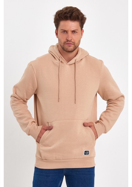 3 Iplik Şardonlu Cepli Kapşonlu Sweatshirt RD24KE055490
