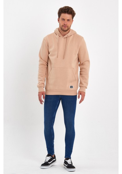3 Iplik Şardonlu Cepli Kapşonlu Sweatshirt RD24KE055490