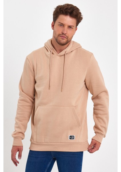 3 Iplik Şardonlu Cepli Kapşonlu Sweatshirt RD24KE055490