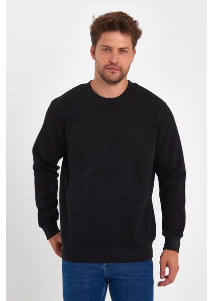 3 Iplik Şardonlu Bisiklet Yaka Sweatshirt RD24KE054903