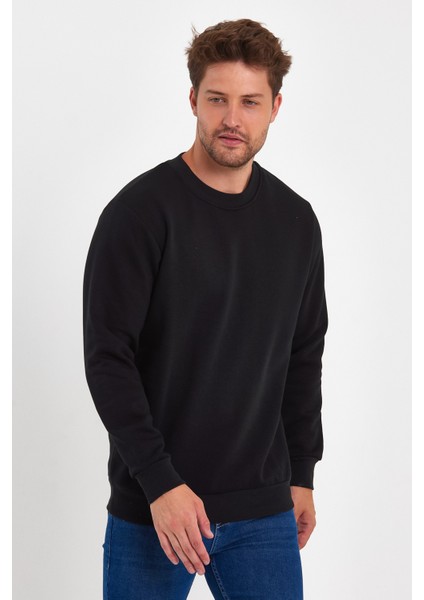 3 Iplik Şardonlu Bisiklet Yaka Sweatshirt RD24KE054903