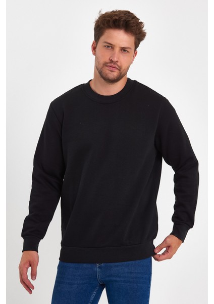 3 Iplik Şardonlu Bisiklet Yaka Sweatshirt RD24KE054903