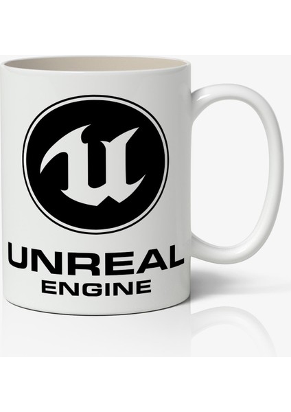 Anime Marketi Unreal Engine Logo Baskılı Beyaz Kupa Bardak