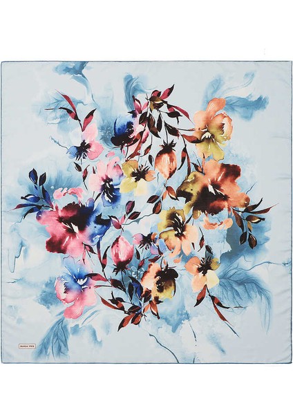 Mavi Floral Soft Eşarp