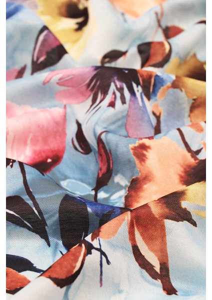 Mavi Floral Soft Eşarp modelleri