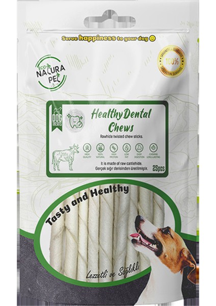 Eco Natura Pet Healty Dental Chews Beyaz Burgu Kemik 13 cm 25'lı 150 gr