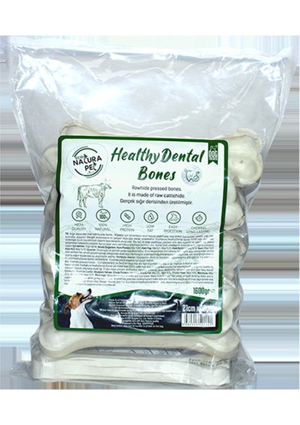 Healty Dental Bones Beyaz Pres Kemik 21 cm 10'lu 1600 gr