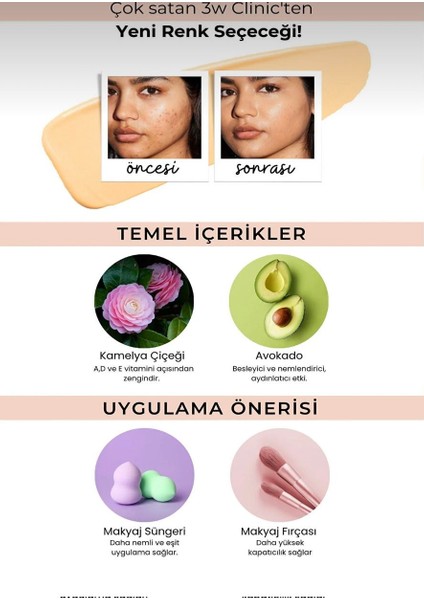 3W CLiNiC Renk Eşitleyici Orta Kapatıcı Spf 50+ Pa++++ BB Krem ( Orta Ton – Buğday Ten ) 3W Clinic BB Cream