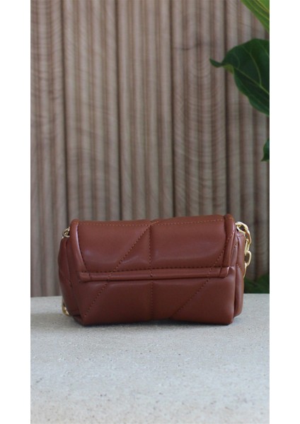 Kapitone Kadın Taba Deri Çapraz Askılı Omuz ve El Çantası Celia modelleri