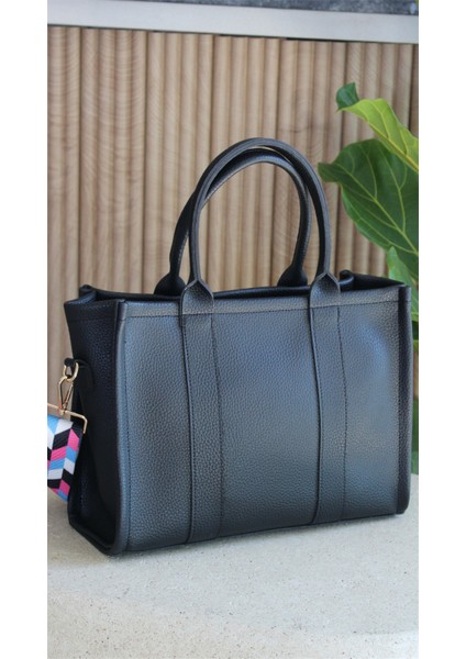 Kadın Siyah Kolon Askılı Deri ve Omuz Çantası Julia