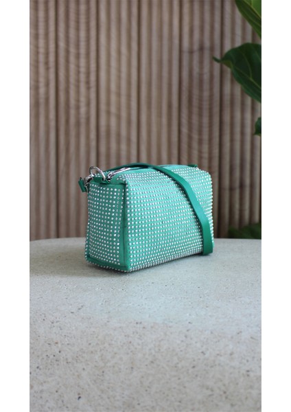 Çapraz Askılı Yeşil Taşlı Mini Omuz Çantası Xander Vank