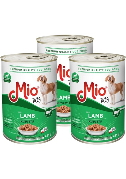 Kuzu Etli Köpek Maması Mio Konserve Et Parçacıklı Yaş Mama 415 gr