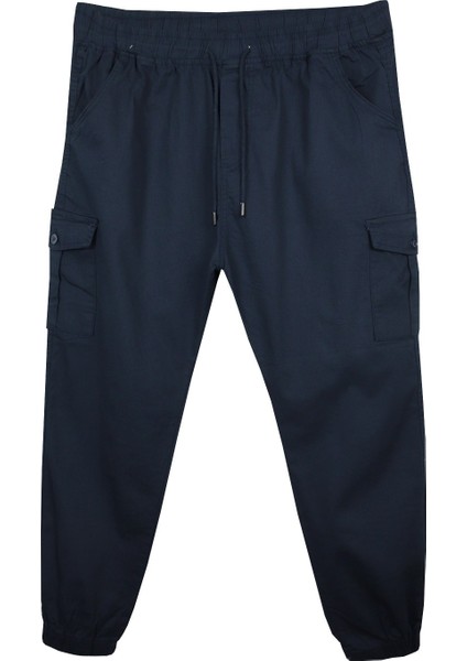 Kargo Cepli Büyük Beden Likralı Jogger Pantolon Erkekler İçin Lacivert