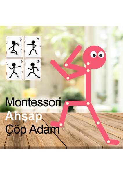 Ahşap Eğitici Oyuncak Montessori Çöp Adam Ahşap Oyuncak Ahşap Yapboz Aktivite Eğitici Oyuncak Ahşap