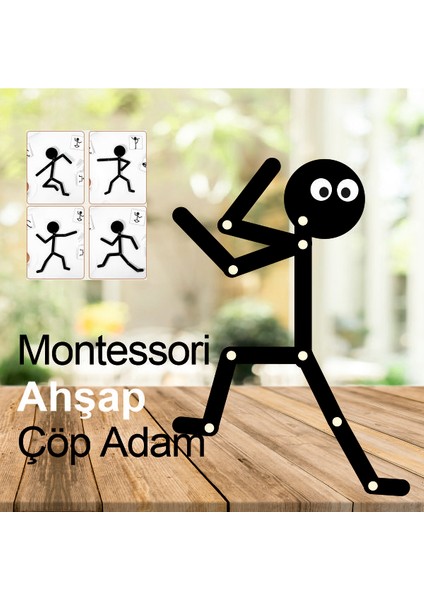 Ahşap Eğitici Oyuncak Montessori Çöp Adam Ahşap Oyuncak Ahşap Yapboz Aktivite Eğitici Oyuncak Ahşap