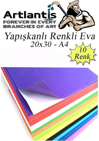 Yapışkanlı Eva A4 20X30 cm 10 Renk 1 Paket Yapışkanlı Eva Süngeri 10'lu Okul Kreş Anasınıfı Elişi Etkinlikleri fiyatları