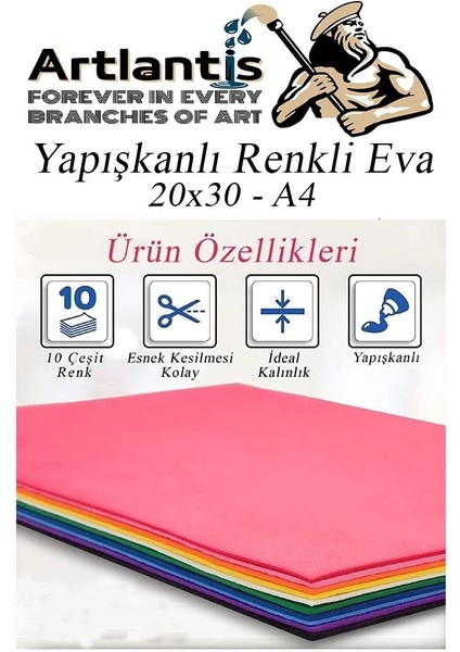 Yapışkanlı Eva A4 20X30 cm 10 Renk 1 Paket Yapışkanlı Eva Süngeri 10'lu Okul Kreş Anasınıfı Elişi Etkinlikleri fırsatları